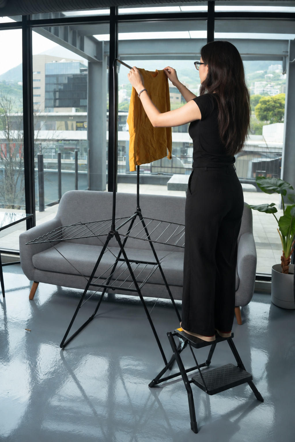 Home Essential| Tendedero Plegable Dryer Rack + Escalera 2 peldaños