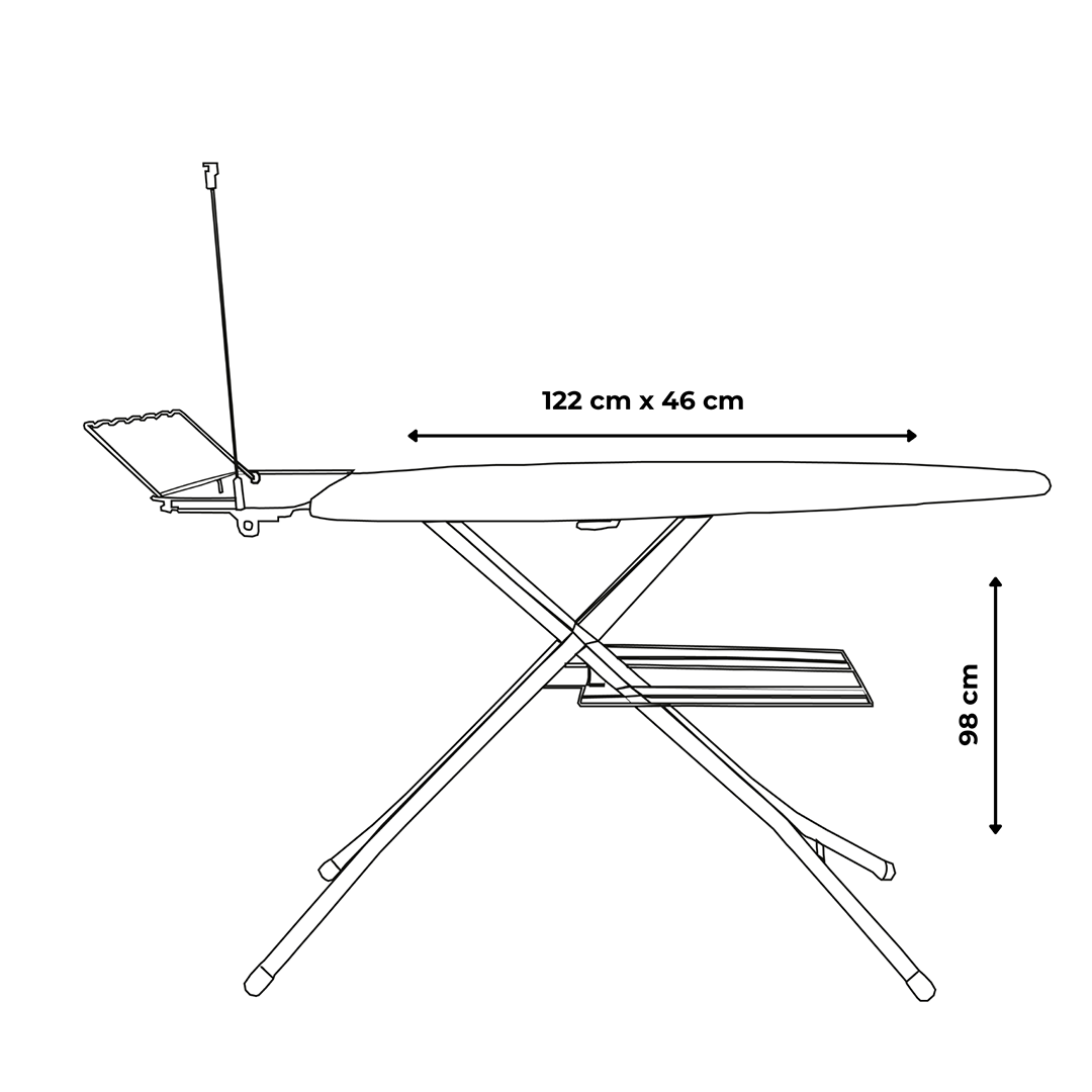 Burro de planchar Wide Pro Máxima 122×46 cm | Robusta, plegable y ajustable